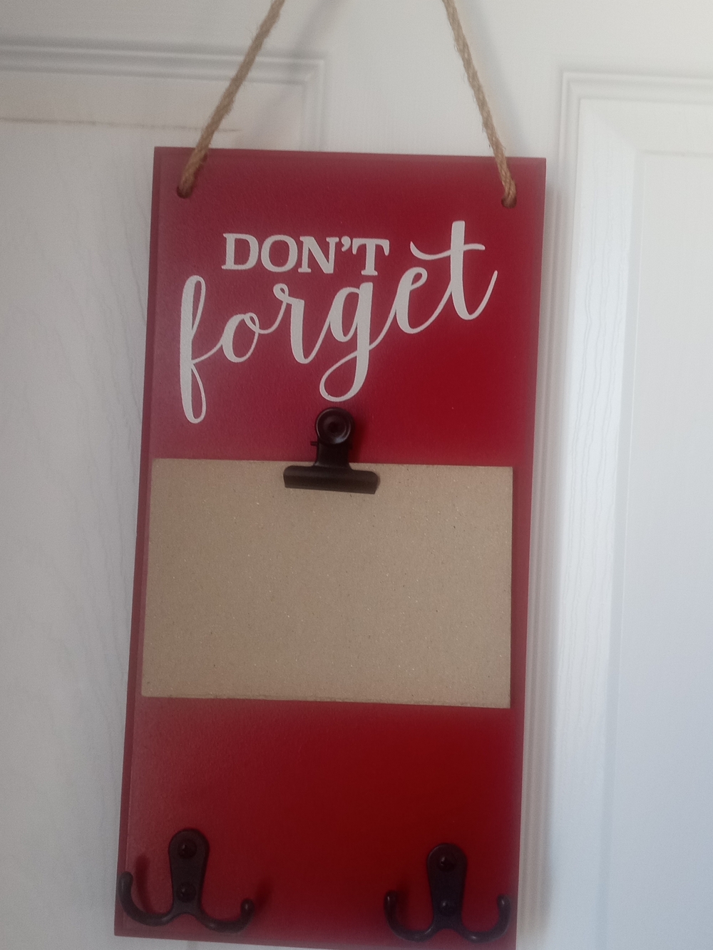 Don't Forget Red Hanging Memo Board with Hooks